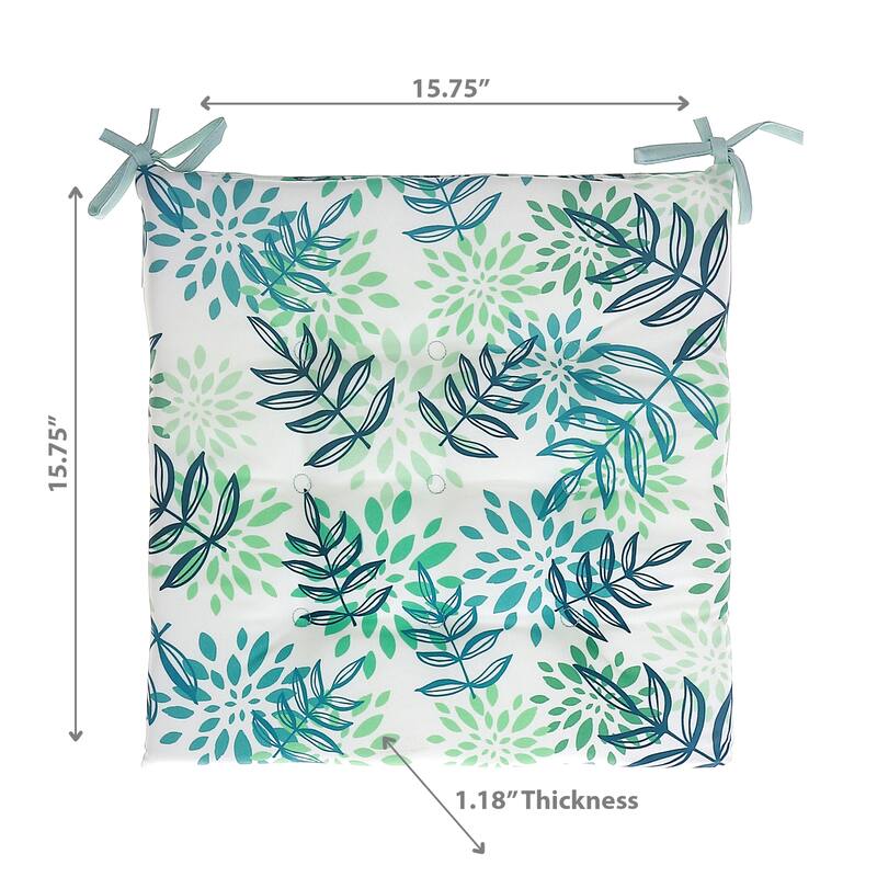 April Outdoor Tufted Chair Pad Leaves 16 x 16 - Set of 2
