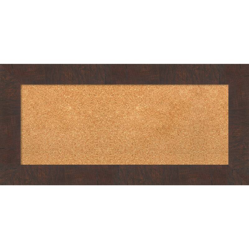 Wildwood Brown Framed Cork Bulletin Memo Board - 35-Inch x 17-Inch