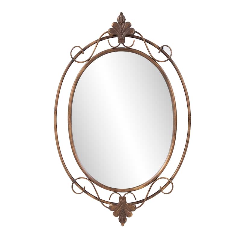 Allan Andrews Decorative Wall & Accent Mirror with Vintage Oval Metal Frame - 33"H x 21"W