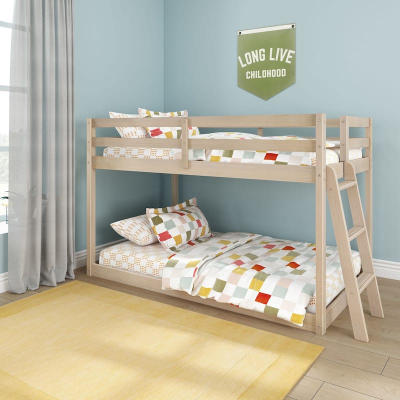 Now Furniture Low Bunk Bed for Kids, Twin over Twin