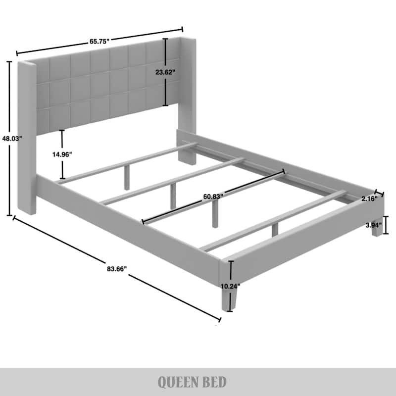 CraftPorch Wingback Linen Upholstered Panel Bed