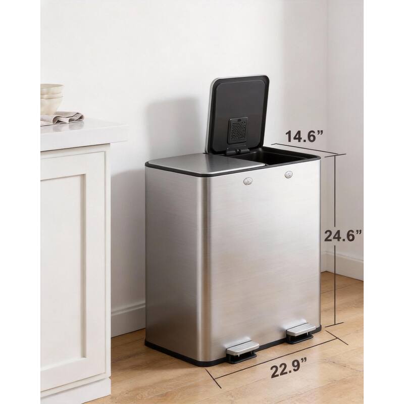 16 Gal (2 x 30 l) Dual Trash Can, with Odor Control Box