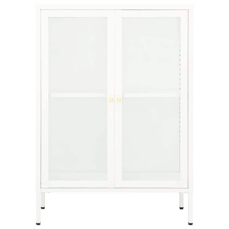 vidaXL Sideboard White 29.5"x13.8"x41.3" Steel and Glass