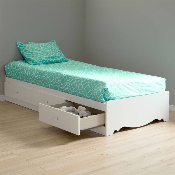 Twin Size White Wood Platform Day Bed With Storage Drawers Pictured Overstock 29083975 Made of veneers, wood and engineered wood, with cast resin components.