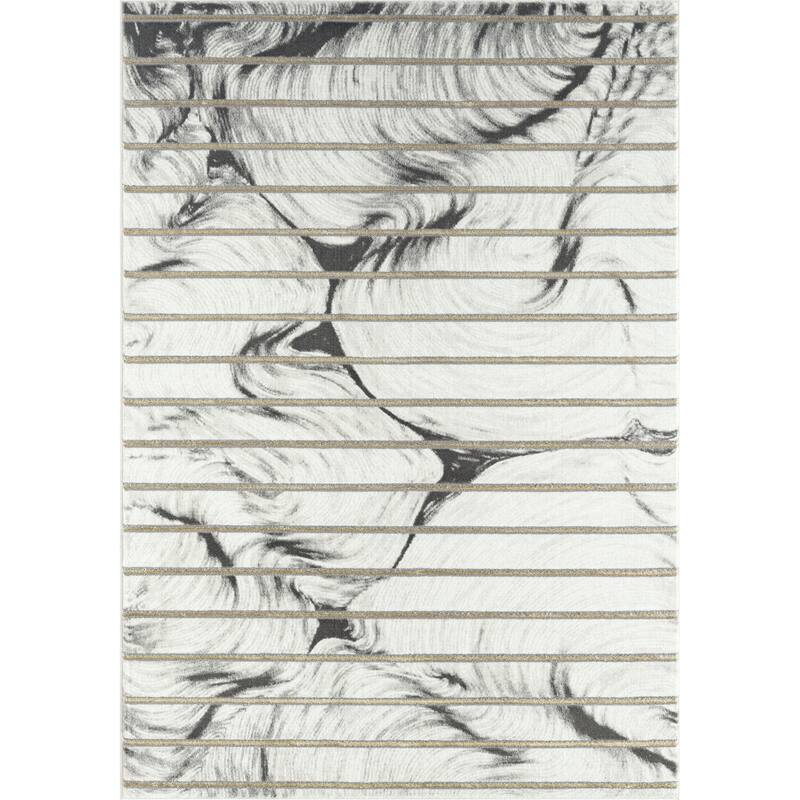 Abani Luna Contemporary White Swirl Indoor Area Rug
