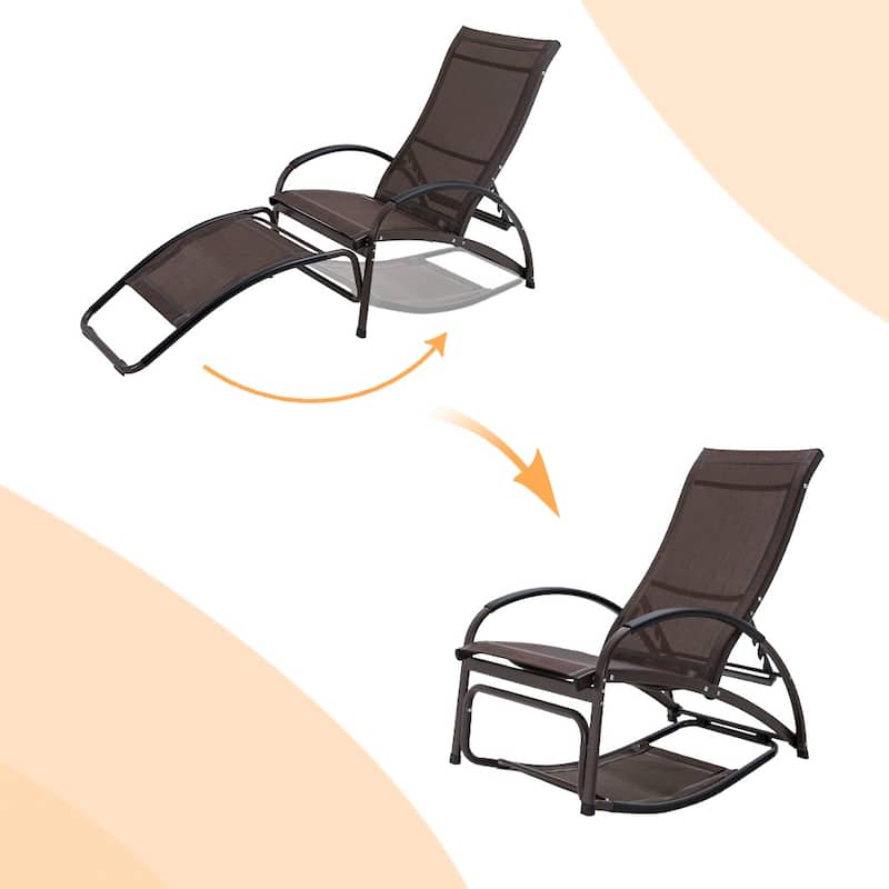 Outdoor Adjustable Chaise Lounge Chairs with Wheels Aluminum Sun Lounger