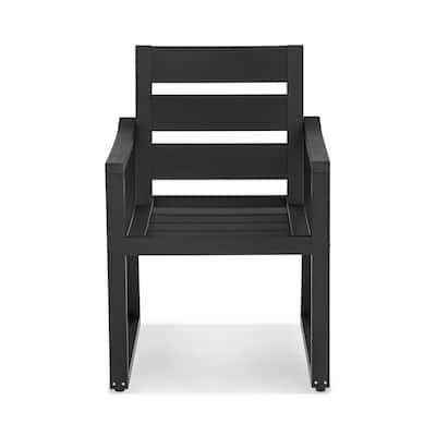 Stationary All-Weather Patio Square-Leg HDPS Dining Chair - 23.6"D x 24.6"W x 34.6"H