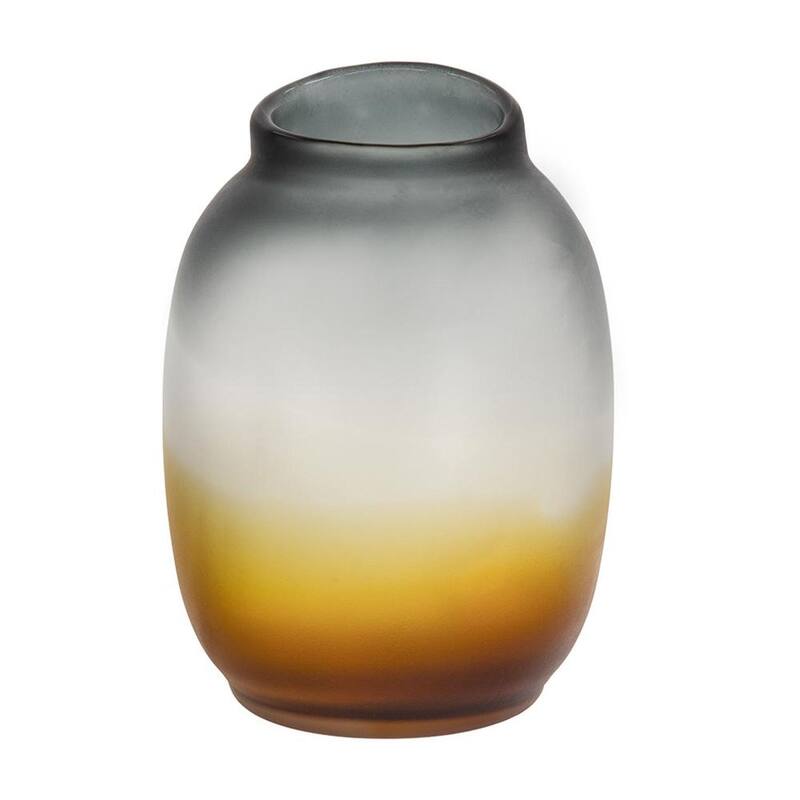 11" Charcoal And Orange Ombre Round Glass Table Vase - 8.10