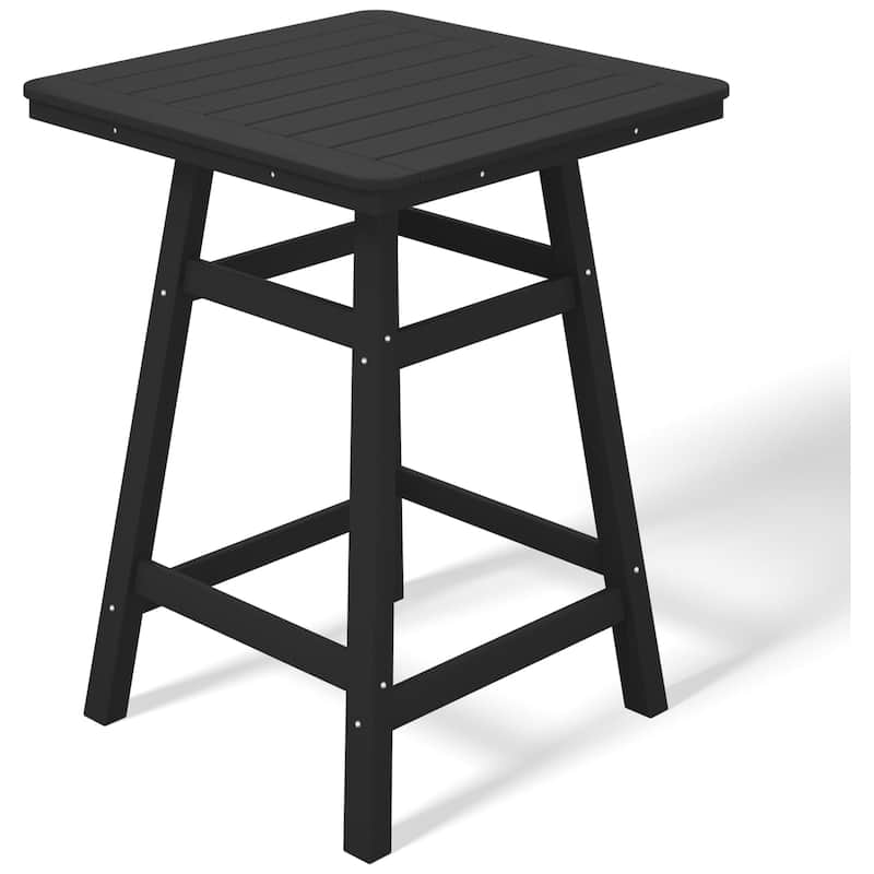 Laguna Hdpe All Weather Outdoor Patio 30" Square Counter Bistro Table - Black