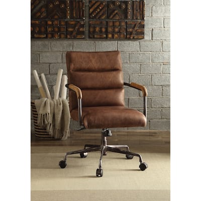 Leather Home Office Desk Chair, Work Chair with Support Armrests, Computer Chair with Height Adjustable and 360 Swivel - N/A