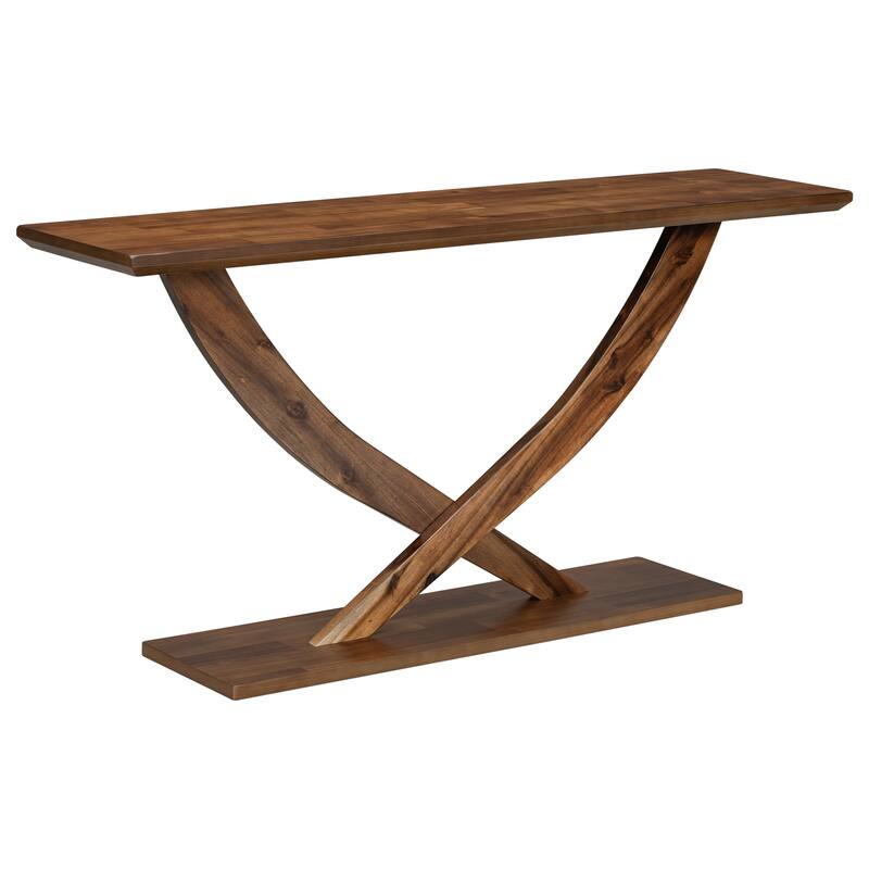 57" Modern Rectangle Console Table with Unique Cross-leg Design for Entryway and Living Room