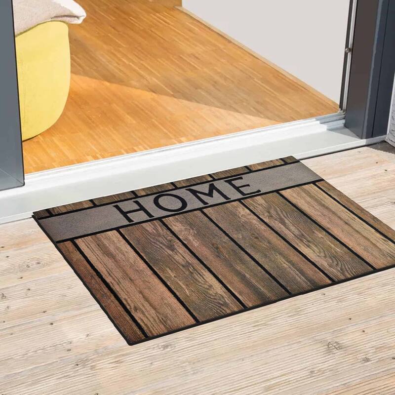 Outdoor Front Door Mat 30x18 Inch Rubber Rug with 'Home' Design