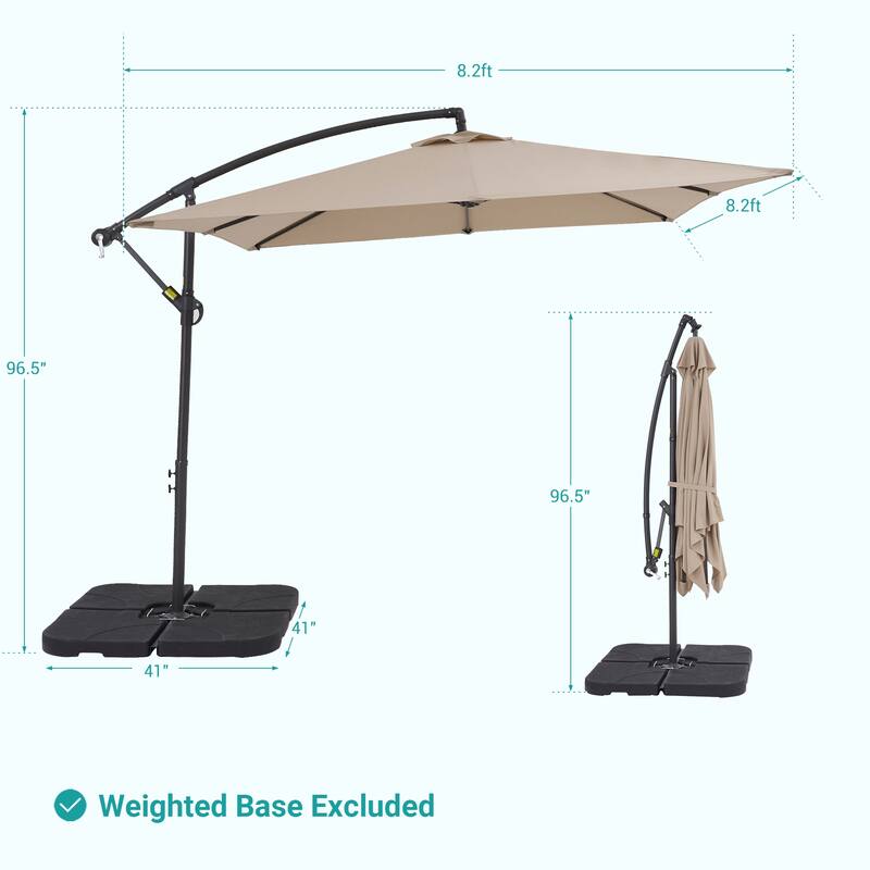 BONOSUKI 8.2Ft Outdoor Offset Umbrella w/Steel Frame,Angle Adjustment