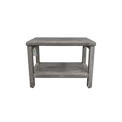 CoastalVogue Eleganto Antique Gray 24" Teak Wood Shower Bench