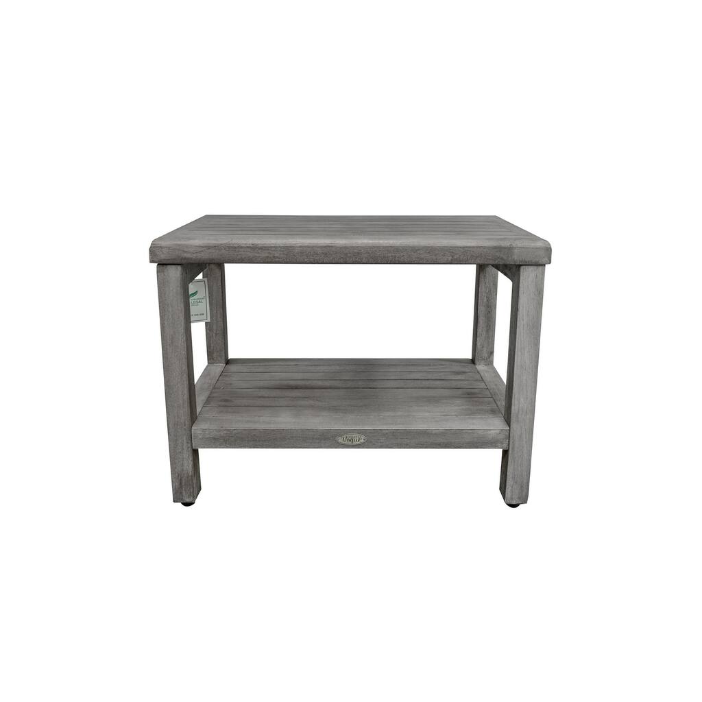 CoastalVogue Eleganto Antique Gray 24" Teak Wood Shower Bench