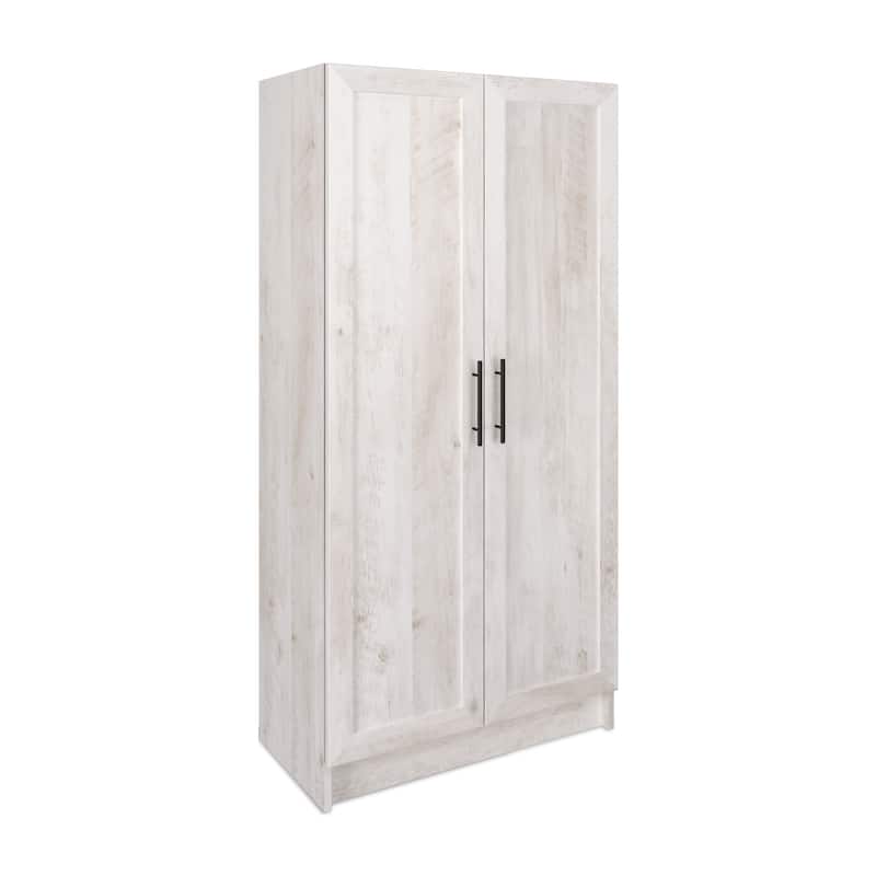 Prepac Elite Accent Cabinet with Panel Doors 16.75" D x 32" W x 65" H - 32 in W x 65 in H x 16.75 in D - Washed White