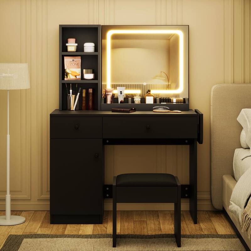 Makeup Vanity with Mirror and LED Light