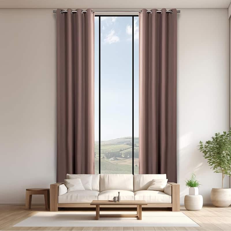 Aurora Home Extra Long Grommet Top Thermal Blackout Curtain Single Panel - Mocha - 52"x240"