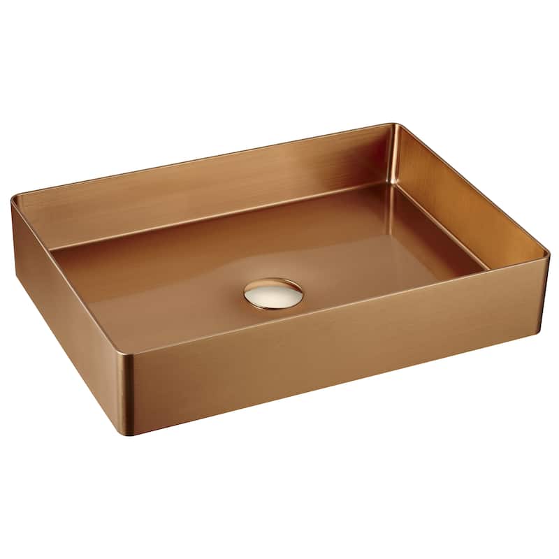 Karran Cinox Stainless Steel Rectangular Vessel Sink - Brushed Copper