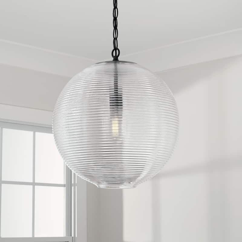 Dolan 1-light Pendant w/ Clear Ribbed Glass