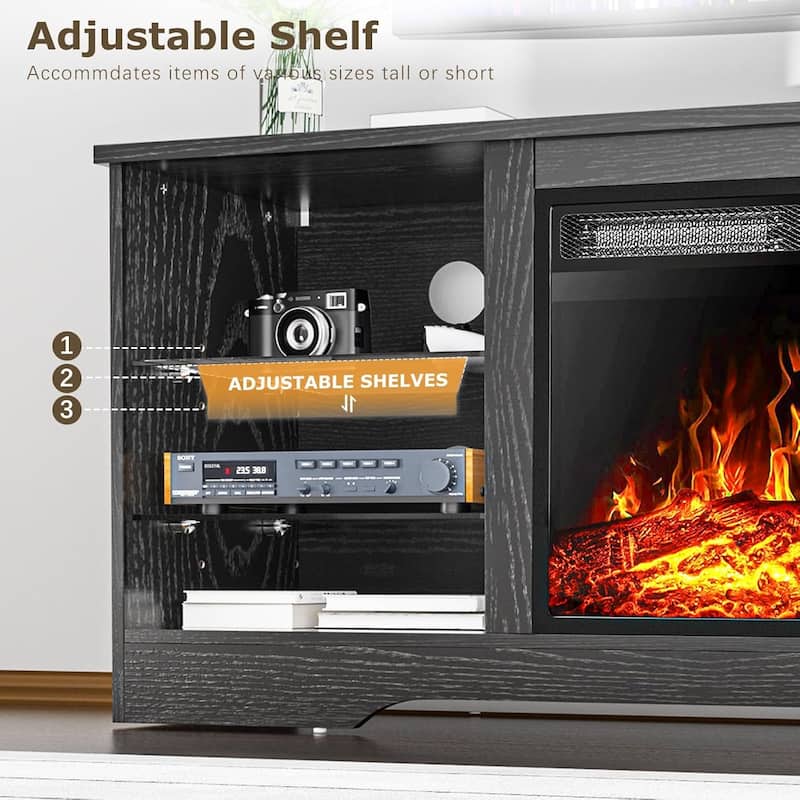 Bossin 58" Fireplace TV Stand with 18'' Electric Fireplace,Modern Entertainment Center for 65'' TVs,TV Cabinet