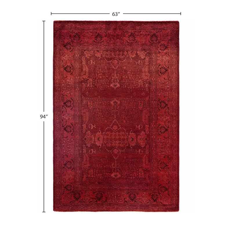 Overdyed One-of-a-Kind Hand-Knotted Area Rug - Red - 5' 3" x 7' 10"