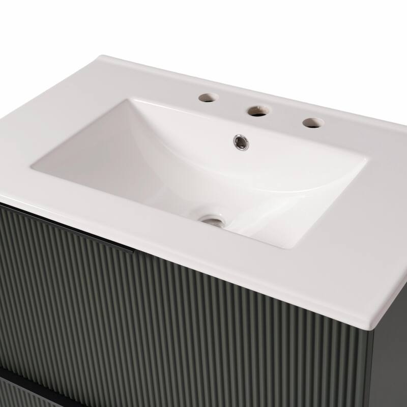30" Bathroom Vanity with Ceramic Sink & Full-Extension Drawers