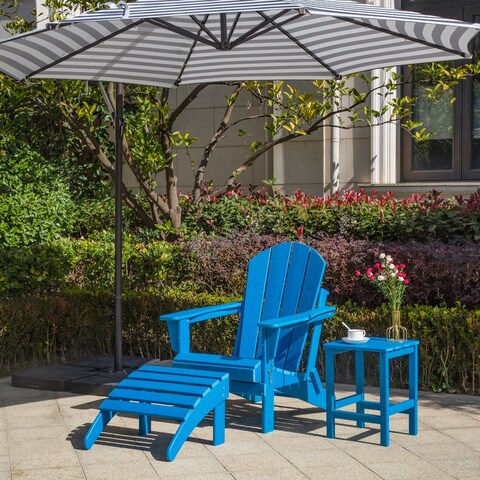 Laguna 3-Piece Folding Adirondack Chair with Ottoman and Side Table Set