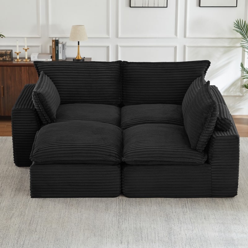 109.4" L-Shaped Cloud Sectional Sofa with Ottoman, No Assembly Required