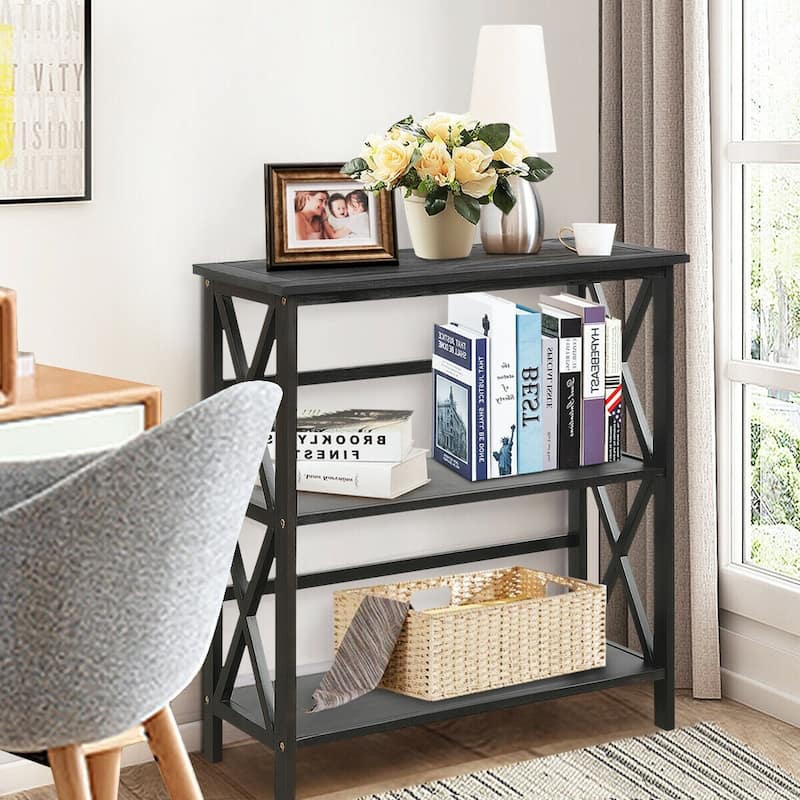 3-Tier Wooden Open Shelf Bookcase - 31" x 12.5" x34" (L x W x H)