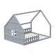 preview thumbnail 11 of 31, Wood Playful Design Full Size House Bed Kids Bed with LED,Window and Fence