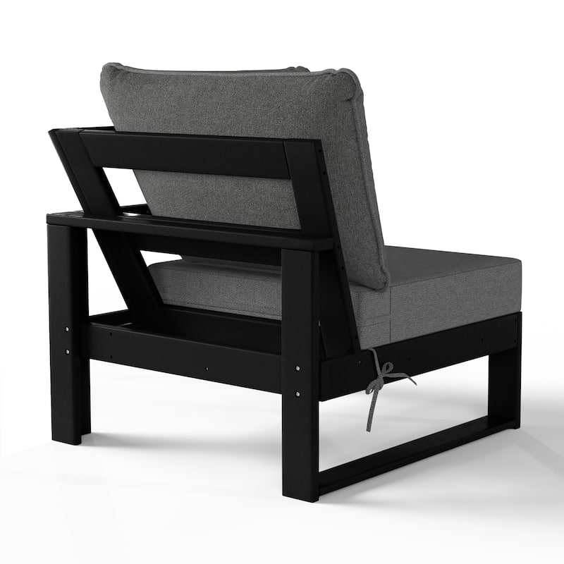 Polytrends Endless Patio Deep Seating Corner Chair with Black Frame
