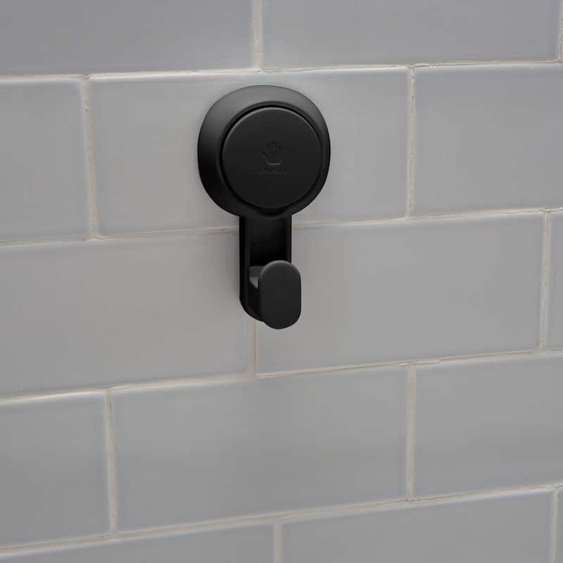 Bath Bliss 4 Pack Gel-Suction Power Hooks in Matte black - 4.5"x 2.5"x 1.7"