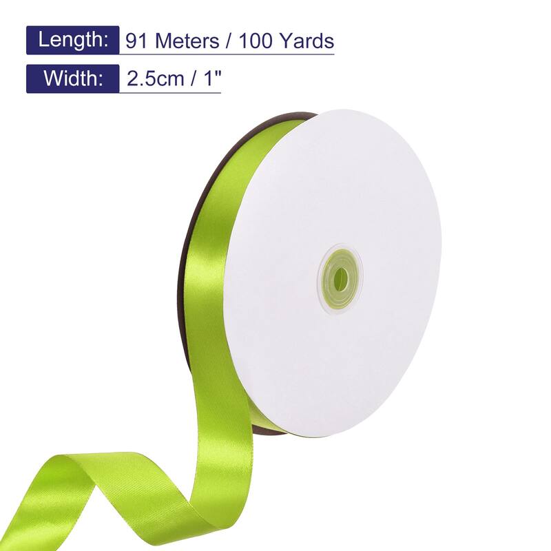 Satin Ribbon, 100 Yards Single Face Polyester Satin Ribbon - Olive Green - 1 Inch