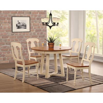 Antiqued Caramel Biscotti Napoleon Back 5-Piece Cross Pedestal Dining Set