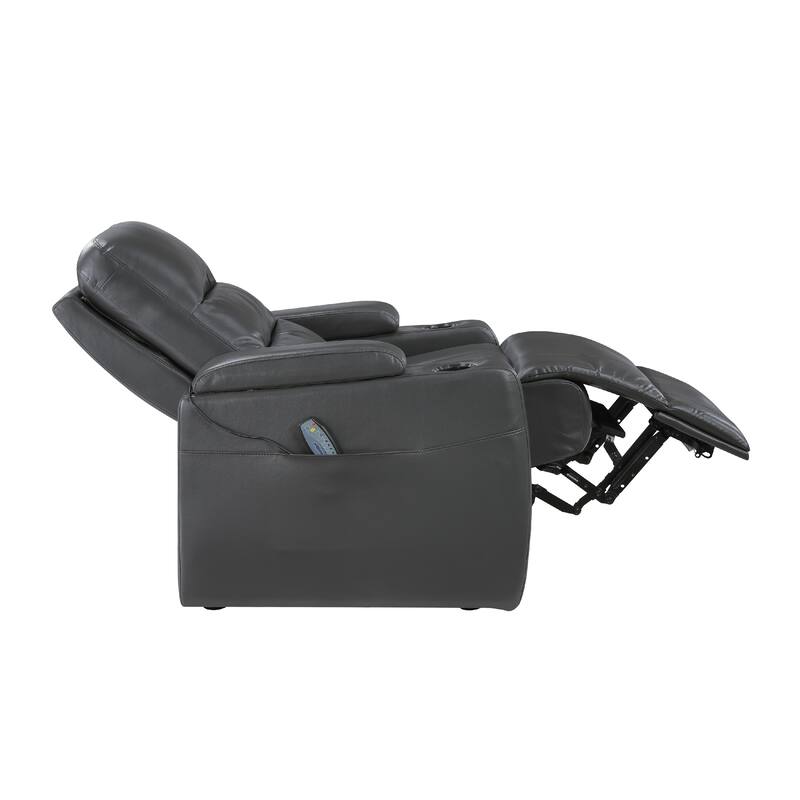 Power Recliner Chair with Heat and Massage, Dark Gray Faux Leather