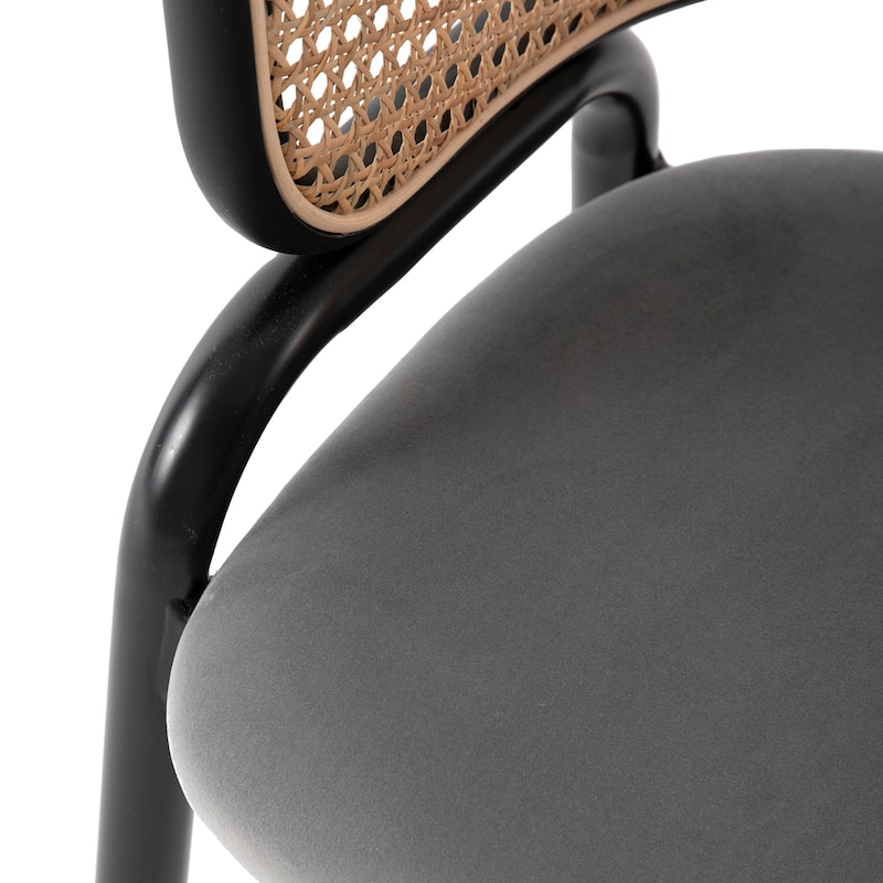 Ervilla Modern Mid-Century Velvet Upholstery Powder-Coated Steel Legs Dining Armchair with Plastic Floor Protectors