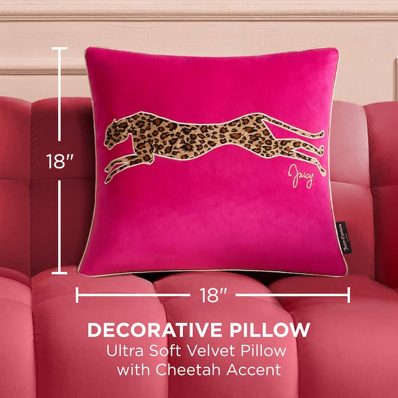 Juicy Couture Velvet Cheetah Pillow 14" x 24"