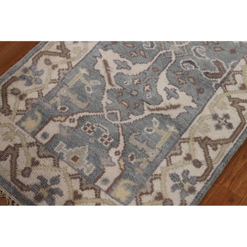 Oushak Style Runner Rug Hand-Knotted Transitional Wool Carpet - 2'6"x 7'11"