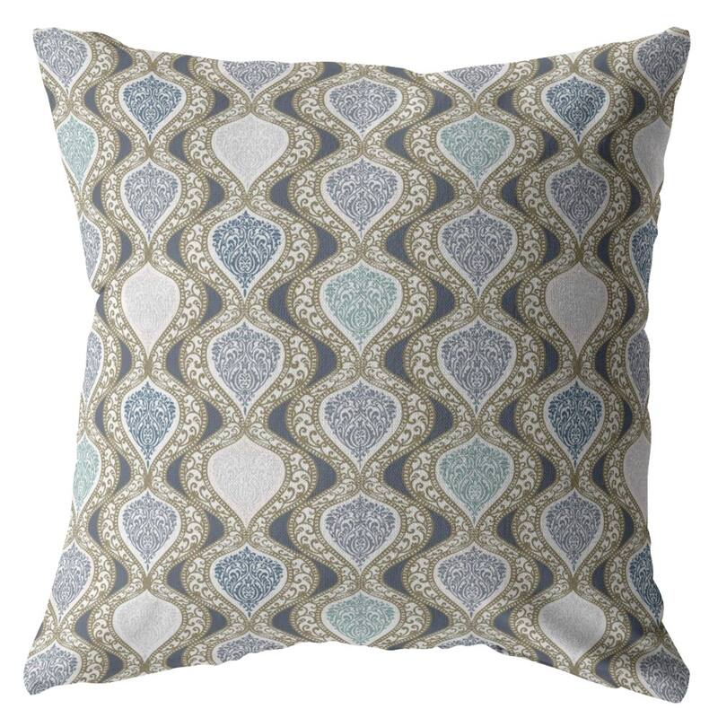 16" Gray Ogee Zippered Suede Throw Pillow