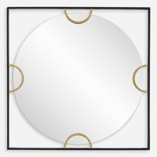 Square Framed Wall Mirror - 39" - Black and Gold
