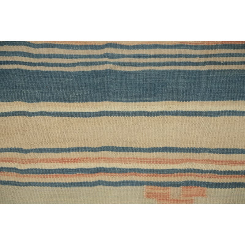 Hand Woven Oriental 100% Wool Carpet Southwestern Geometric Beige & Ivories Kilim Area Rug - 7' 10'' X 4' 9''