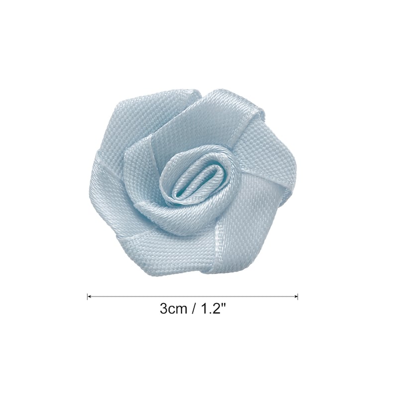 50pcs 3cm Ribbon Roses for Crafts Artificial Fabric Flowers - Grey