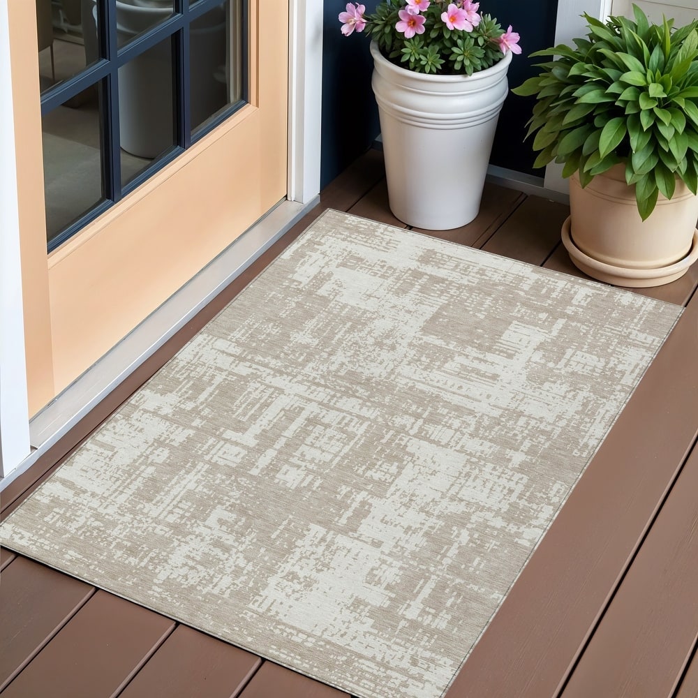 HomeRoots Abstract Transitional Rectangle Outdoor Rug