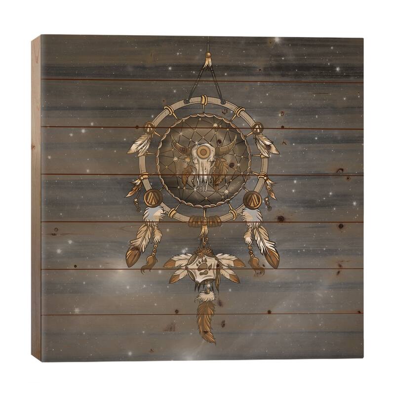 Dream Catcher Print On Wood by Paula Belle Flores - Multi-Color - 26x26x1.5