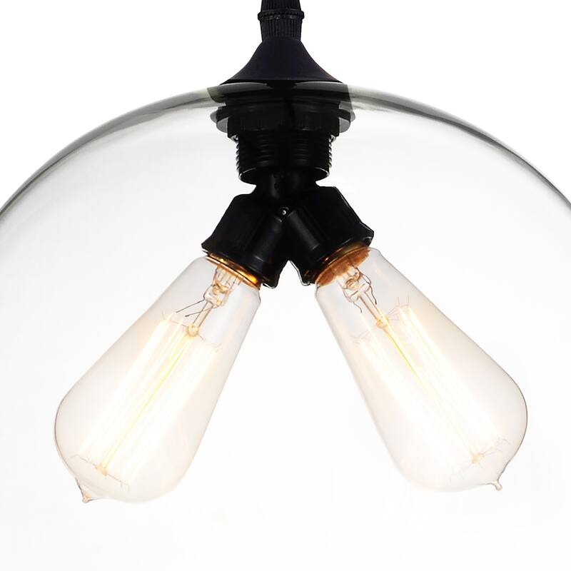 Glass 2 Light Down Mini Pendant With Finish - Transparent