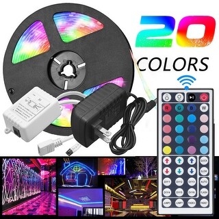 5M RGB 5050 Waterproof LED Strip light SMD 44 Key Remote 12V - 4x4x7 ...