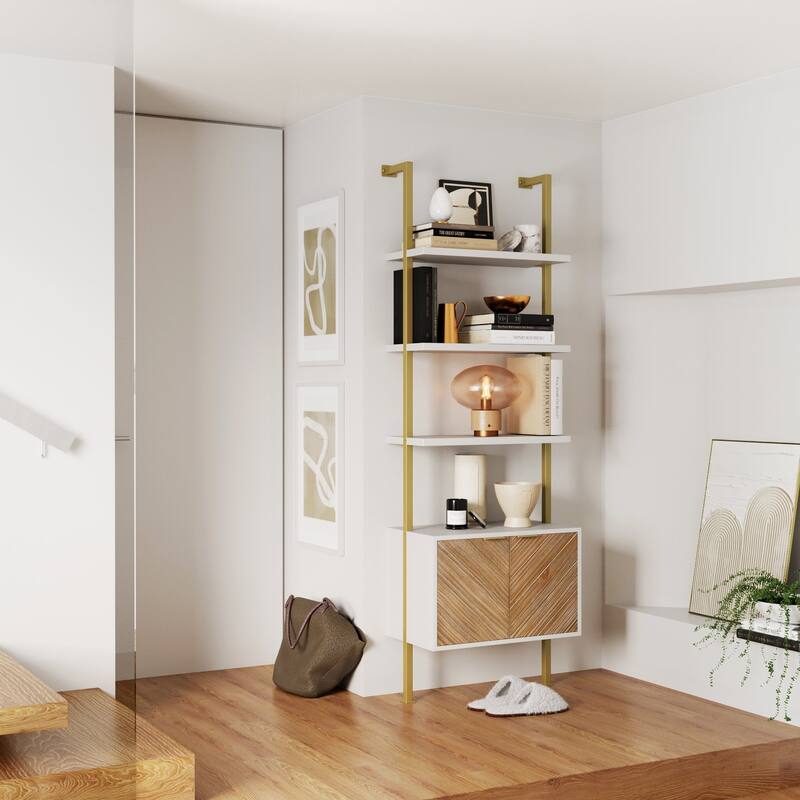 Nathan James Theo Open Shelf Industrial Bookcase with Drawers or Cabinets