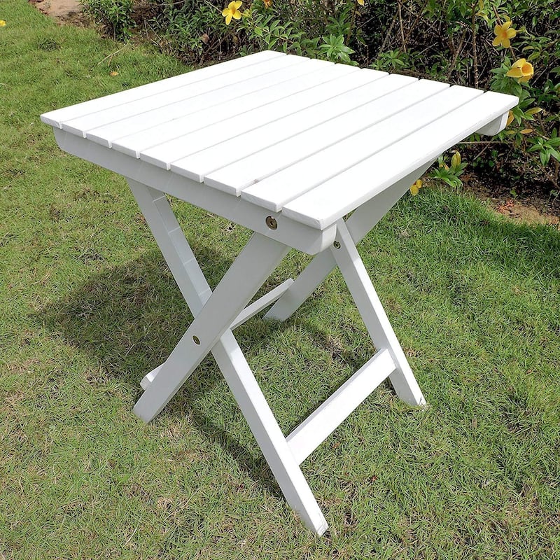 Round Folding Side Table - Acacia Wood Outdoor Table - 16 Inch - Patio, Deck, Balcony - 20