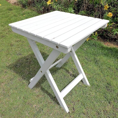 Round Folding Side Table - Acacia Wood Outdoor Table - 16 Inch - Patio, Deck, Balcony - 20